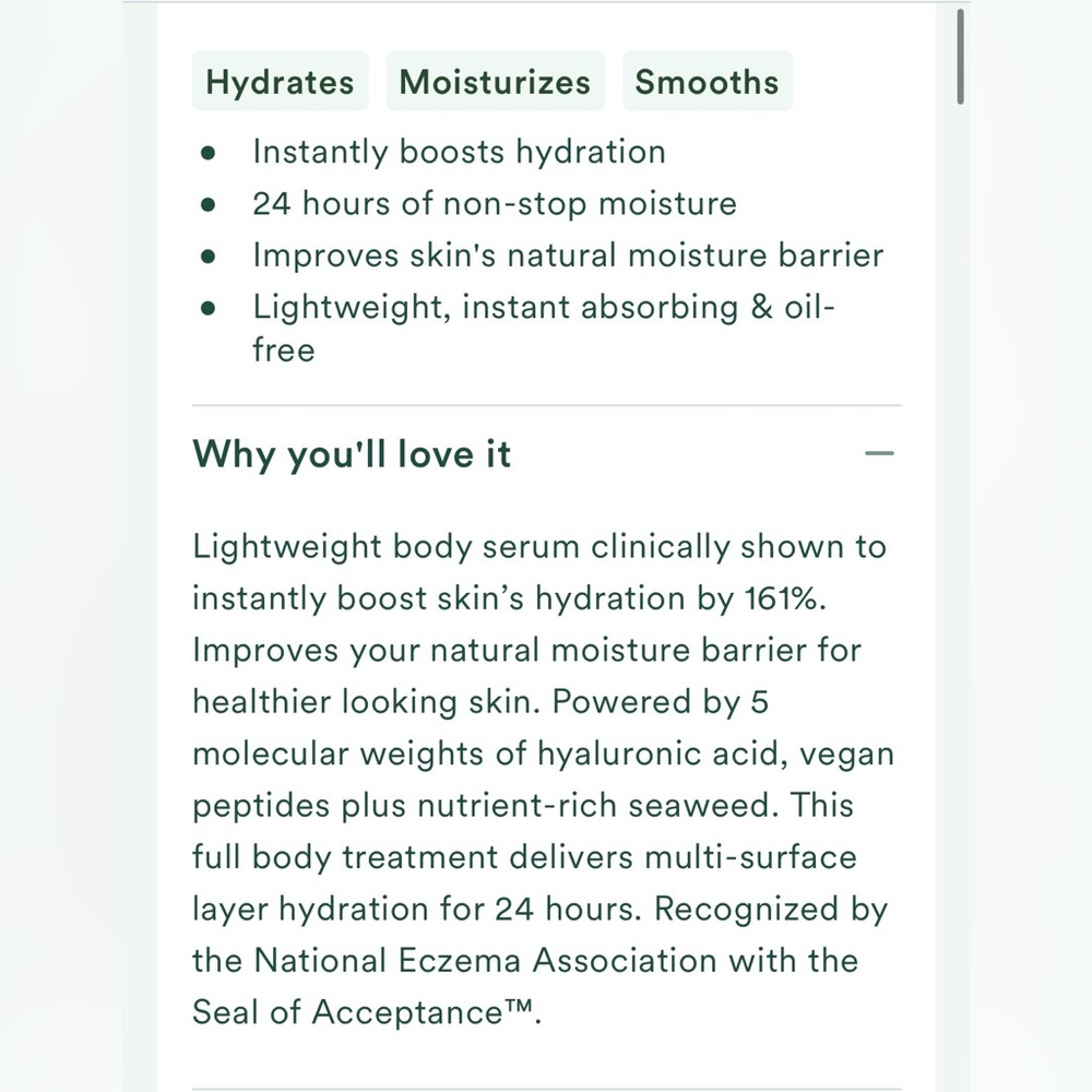 NIB Osea Hyaluronic Body Serum 1 fl oz - Picture 3 of 4